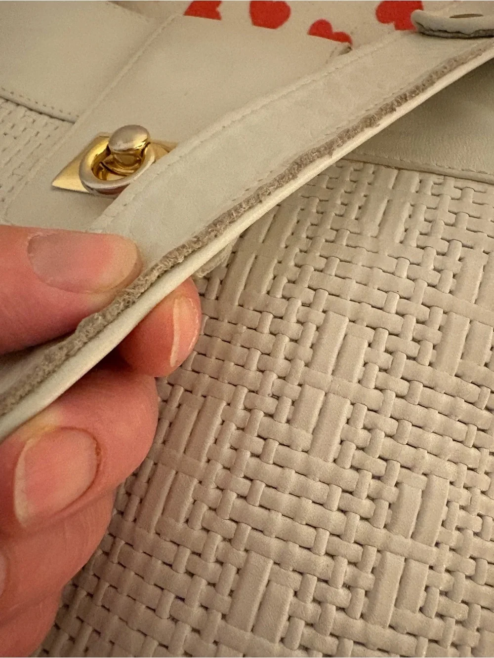 Unique Vintage 80s white designer bucket bag gold tone hardware